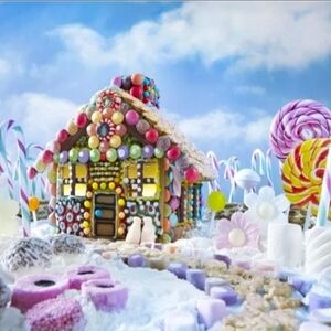 5x3ft Gingerbread House Backdrop Candy Cane Lollipop Sugar Lolly Photography